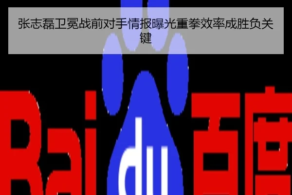 张志磊卫冕战前对手情报曝光重拳效率成胜负关键